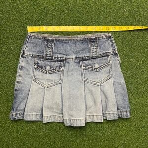 Vintage Y2K 2000s LEI Denim Pleated Mini Skort Sz 24" ( juniors sz 10 )